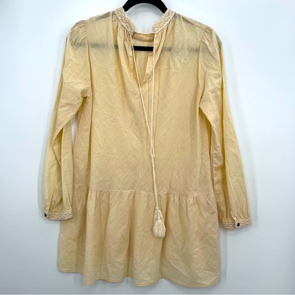 Hoss Intropia Beige Peplum Sheer Embroidered Tassel Blouse Shirt Top FR3 US 6 - Picture 5 of 10